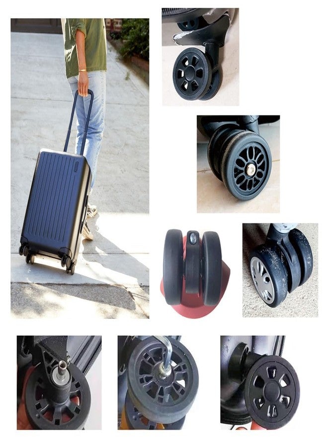 FSATNDE Suitcase Spinner Replacement Set of 8PC 2.2in55mm Rubber Wheels & 2Size Axles Mute Flexible Smooth for Worn out Luggage Trolley Caster Repair - Image 5